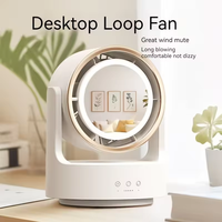 Nouveau modèle 2026 : Miroir de maquillage avec ventilateur circulateur d'air, éclairage LED et oscillation 3D, petit ventilateur portable