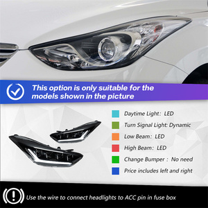 ชุดไฟหน้า Veidt ออกแบบสำหรับ Hyundai Elantra ปี 2012-2016  แบบดัดแปลงเลนส์ LED สี่ดวงใกล้แปดดวง<span class=keywords><strong>ไกล</strong></span> พร้อมไฟเลี้ยวแบบไหล - Product Image 6