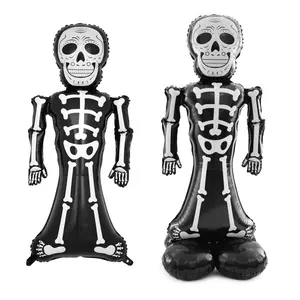 Esqueleto Globo de pie de Halloween con Base Inflable Globo de fiesta de Halloween Decoración de Halloween Globo Suministros para fiestas