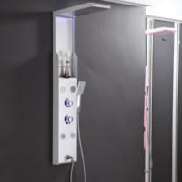 Colonne de douche de salle de bain noire intelligente, lumière led, panneau de douche de massage en cascade avec douchette