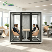 Cabina de Reuniones Acústica Moderna Insonorizada para Oficina, Hotel y Hogar, Estructura de Aleación de Aluminio, Diseño Modular, Capacidad para 4 Personas