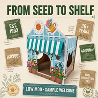 Maisonnette pour chat en carton, griffoir, cabane d'intérieur et d'extérieur, cube de jeu, design floral, vente en gros, directement de l'usine