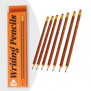 12-Piece HB Strip Pencil Set Standard Plastic Body 3 Designs Hexagonal School Student Business Use Color <b>Box</b> Packaging Black - Product Image 1