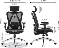 Chaise de bureau ergonomique à dossier haut en maille avec appui-tête et soutien lombaire réglables, pivotante