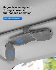 Soporte magnético de gamuza para gafas de sol y accesorios de doble almacenamiento para visera de coche, venta al por mayor - Product Image 3