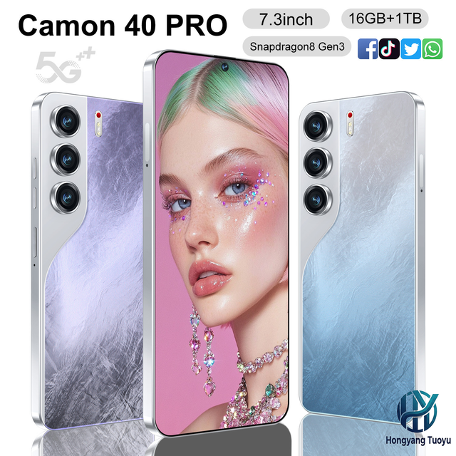 16G+1TB 2025 New 5G Smartphone Android 16 Camon 40 Pro 7.3 Inch Large HD Screen LTE Cellular Smartphone Credit Card Supported