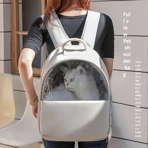 नया डबल-कंधे स्टेनलेस स्टील बिल्ली बैकपैक स्पेस कैप्सूल आउटडोर पोर्टेबल कुत्ते बैग बैग बड़ी क्षमता मॉडल - Product Image 2