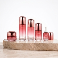 Bocaux et bouteilles cylindriques en verre avec couvercles en plastique à dôme, 50g, 30ml, 50ml, 100ml, 120ml, pour crème de jour et de nuit, et flacon pour nettoyant visage