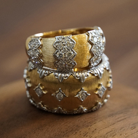 Aazuo Bijoux Vintage – Bagues en Or Jaune Massif 18 carats avec Diamants Naturels Taille Brillant – Luxe Certifié – Cadeau Idéal pour Femme – Soirée de Gala