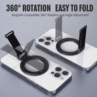 Support de téléphone magnétique en alliage d'aluminium Q1 avec anneau flexible, hauteur réglable et base rotative pour bureau et avion