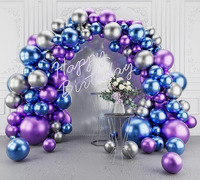 Kit de guirlande de ballons métalliques Joyeux Anniversaire, Baby Shower, Remise de diplôme, Halloween, Pâques, décorations bleues, noires et argentées