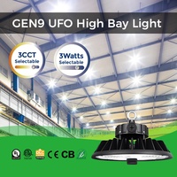 Éclairage d'atelier d'entrepôt en aluminium à gradation commutable IP65 UFO LED High Bay Light 100W/150W/200W/240W
