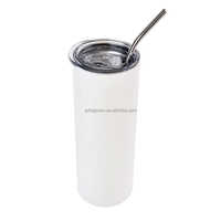Tasse à café en acier inoxydable 304 à double paroi isolée sous vide de 20oz personnalisée en gros avec paille droite en métal