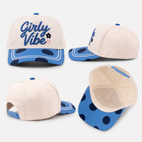 Casquette de baseball structurée à 5 panneaux, profil haut, avec broderie 3D personnalisée, visière à pois, bicolore, style trucker, vente en gros