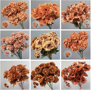 Fleurs artificielles en gros aux tons caramel et café - pour mariages, événements et décoration intérieure |   pour les fleuristes - Product Image 1
