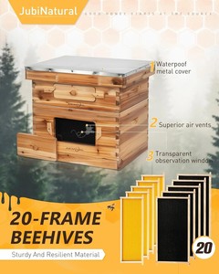 Điều kiện mới Bee Hive Starter Kit 10 khung Bee hộp sáp ong tráng gỗ Hive 1 sâu + 1 vừa langstroth Hive động vật chăn nuôi - Product Image 5