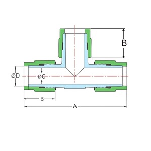 Raccord en T égal en PFA pour tube de 1/2 po, raccord à sertir pour tube, haute pureté, résistant aux produits chimiques pour processus humides en semi-conducteurs - Product Image 3