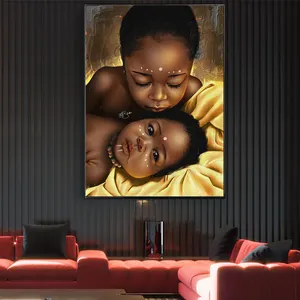 Gouden Afrikaanse Kinderen Schilderen Op Canvas Posters En Prints Wall Art Foto