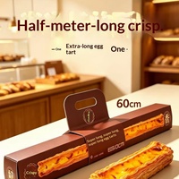 Boîte de transport pour tartelettes aux œufs de 60 cm extra-longues, style influenceur, avec pelliculage mat de qualité alimentaire, emballage spécialisé pour boulangerie