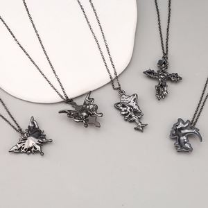 Stainless Steel Punk <b>Cross</b> Pendant Necklace for <b>Men</b> Women Hip Hop Jewelry <b>Men</b> Gothic butterfly Sweater <b>Chain</b> Male's Jewelry - Product Image 3