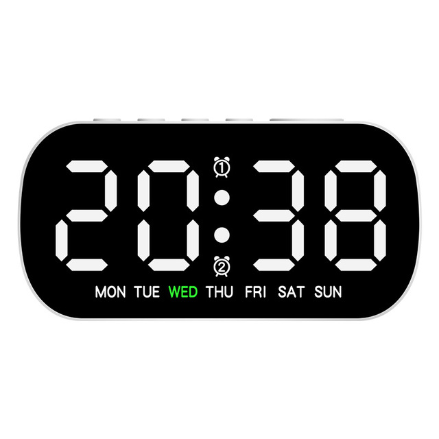 Adjustable Brightness Digital Alarm Clock Date Time Display Custom Logo Desktop Bedside Table for Bedroom/Office Modern Design