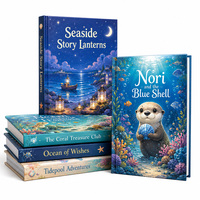 Livre relié rigide sur le thème de l'aventure en mer, impression couleur de haute qualité sur papier épais couché, pelliculage brillant, personnalisable