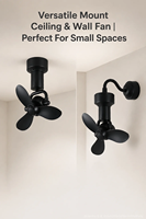 Modern 145 °   Ventilateur de plafond oscillant de 16 pouces avec moteur BLDC, télécommande, montage mural, montage encastré, petit ventilateur de plafond pour chambre à coucher