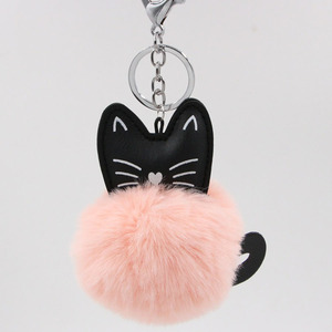 Dessin animé Kitty moelleux <span class=keywords><strong>pompon</strong></span> <span class=keywords><strong>porte</strong></span>-clés en plastique souple chat peluche <span class=keywords><strong>porte</strong></span>-clés sac breloques bricolage Animal fourrure Pom Pom <span class=keywords><strong>porte</strong></span>-clés - Product Image 3