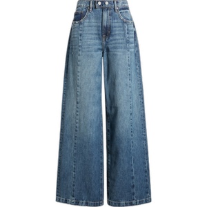 Jeans da <span class=keywords><strong>Donna</strong></span> Primaverili a Gamba Larga, Blu Chiaro, Vita Alta, Vestibilità Regolare, Stile Vintage, Pantaloni Casual alla Moda - Product Image 1