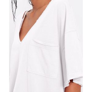 Camiseta Oversize para Mujer, Cuello en V, Manga Corta, Ajuste Holgado Informal, Color Liso, Top Deportivo para Entrenamiento, Camiseta Básica de Verano 2026 - Product Image 3