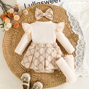 Children's Girls' Exquisite Dot Pattern Knitted Autumn <b>Long</b> Sleeved Jumpsuit Headscarf <b>Socks</b> Baby Girl Climbing Suit Customized - Product Image 2