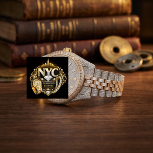 Reloj de Lujo para Hombre, Mecánico, de Oro Amarillo, con Incrustaciones de Moissanita, Estilo Antiguo, con Cristal de Acero Inoxidable, Proveedor Directo de la India - Product Image 1