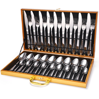 Vente chaude : Ensemble de couverts en acier inoxydable de haute qualité, 36 pièces, type couteau, fourchette, cuillère, avec boîte en bois