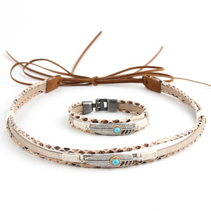 Original moda Simple Pu cuero con aleación decorativa sombrero + pulsera conjunto al por mayor Diy BANDA DE PAJA - Product Image 1