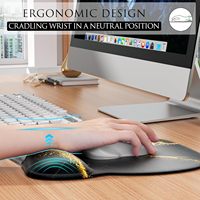 Tapis de souris ergonomique avec repose-poignet en gel, caoutchouc naturel, surface lisse confortable, antidérapant, soulagement de la douleur, ordinateur portable, gamer, bureau