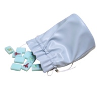 Sac de transport personnalisé avec logo pour jeu de Mahjong à fond rond, sac de rangement en cuir PU avec cordon de serrage pour accessoires de Mahjong