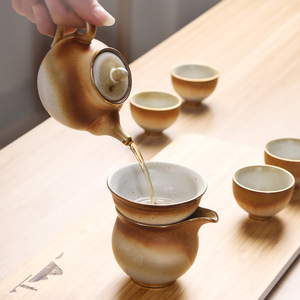 Retro Japanese Simple Creative Tracing Gold Rough Pottery Pottery <b>Teapot</b> - Product Image 4