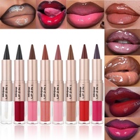 Rouge à lèvres et crayon à lèvres 2-en-1 exclusif transfrontalier, fini mat et brillant, waterproof, anti-transfert, effet brume douce