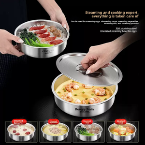Tigela de Aço Inoxidável Reforçada de Grau Alimentício com Tampa para Cozinhar Ovos e Arroz no Vapor, Cozinhar Legumes no Vapor, Tigela Dedicada - Product Image 2