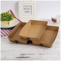 Boîte en carton kraft laminé PE de qualité alimentaire, anti-graisse, pré-découpée, avec bande de déchirement facile, carton jetable robuste