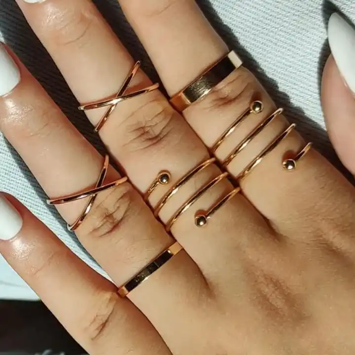 Amazon.com: YUANYI Two Tone Intertwined Crossover Statement Ring Fashion  Breadth Band Rings for Women Rose Gold Index Finger Ring (US Code 10) :  Clothing, Shoes & Jewelry