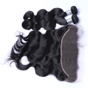 Highknight 10A lớp tóc Trinh Nữ bó dệt sóng cơ thể 100% tự nhiên tóc con người sợi ngang ren đóng cửa và phía trước - Product Image 3