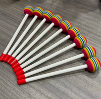 Hohe Nachbestellrate Regenbogen-Drumsticks EVA-Schwamm Percussion-Sticks für Handtrommel & Bühneneinsatz Trommelzubehör OPP-Beutelverpackung