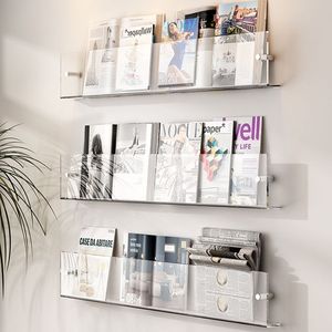 Étagère murale en acrylique transparente, étagères flottantes pour magazines, porte-<span class=keywords><strong>CD</strong></span>, organisateur gain de place, étagère murale de rangement - Product Image 2