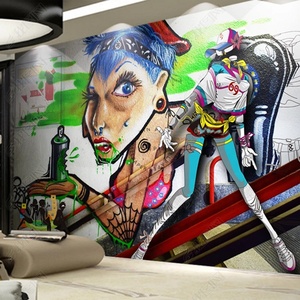 Hiện đại 3D trừu tượng graffiti bức tranh tường Giấy tường chống tĩnh không thấm nước thực vật cho phòng khách trang trí cửa hàng quần áo nền - Product Image 2