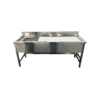 Table de nettoyage de poisson en acier inoxydable pour restaurant avec évier et égouttoir, plateforme de préparation de poisson avec planche à découper
