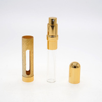 Prêt à expédier – Flacon vaporisateur de parfum cylindrique en verre doré de 10 ml, rechargeable, avec bouchon à vis
