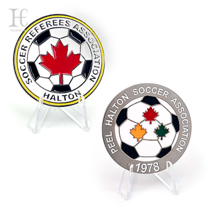 Nhà máy làm chất lượng cao kim loại men thủ công mỹ nghệ tùy chỉnh bóng đá thách thức tiền xu Token tiền xu - Product Image 1