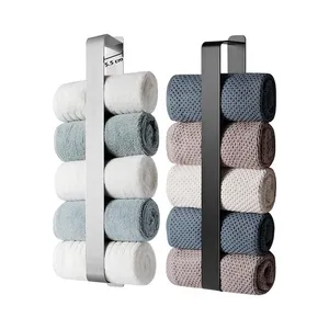 Towel Rail No Drilling Stainless Steel Guest Towel Holder for Bathroom Kitchen Towel Rack 42CM Black/Silver
