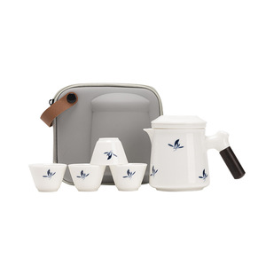 Wholesale of Small <b>Sets</b> of Travel <b>Tea</b> <b>Sets</b> Made of Jadeite White Porcelain One Pot and Four Cups Portable for Outdoor Use - Product Image 5